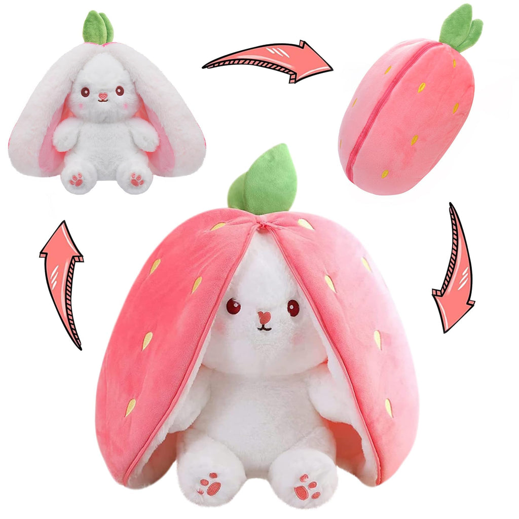 MIAODAM Bunny Stuffed Animal for Girls, Cute Strawberry Rabbit Bunny Plush