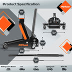 AV Steel 3 Ton Floor Jack (6600 lbs), Heavy Duty Hydraulic Jack for Car, Heavy-Duty Floor Jack with Single Piston Pump, Quick Lift Car Jack 3 ton with Lifting Range 5.5'' to 18.5''