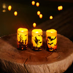 Homemory Halloween Waterproof Flameless LED Pillar Candle with Timer Remote