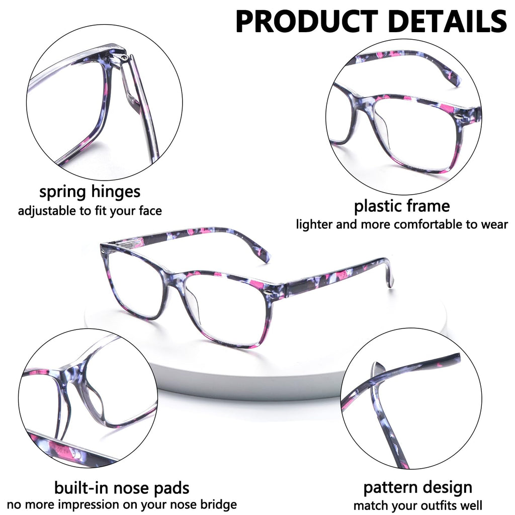 CLASAGA Progressive Multifocus Reading Glasses for Women, Pattern Print Blue Light Block Stylish Ladies Computer Readers (pattern design, 3.5, x)