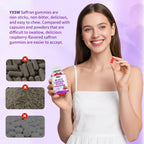 YXSW Saffron Gummies, Saffron Supplements for Kids & Adults with Ashwagandha, L-Theanine, Lemon Balm, Vitamin D3, B6, Magnesium & Zinc - Support Focus, Relaxation, Raspberry Flavor, 120 Count