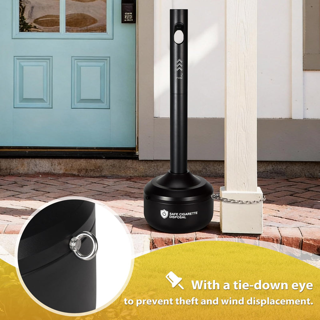 CAROD Steel Cigarette Butt Disposal Outdoor, Rainproof Design Outdoor Cigar Ashtray Receptacle, Standing Ashtray for Smokers Outside Patio, Home, Commercial - 4 Gallon Capacity