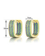 JA.S.JR Square Colored CZ Small Gold Hoops | 18K Gold Plated Small Huggie Hoop Earrings for Women