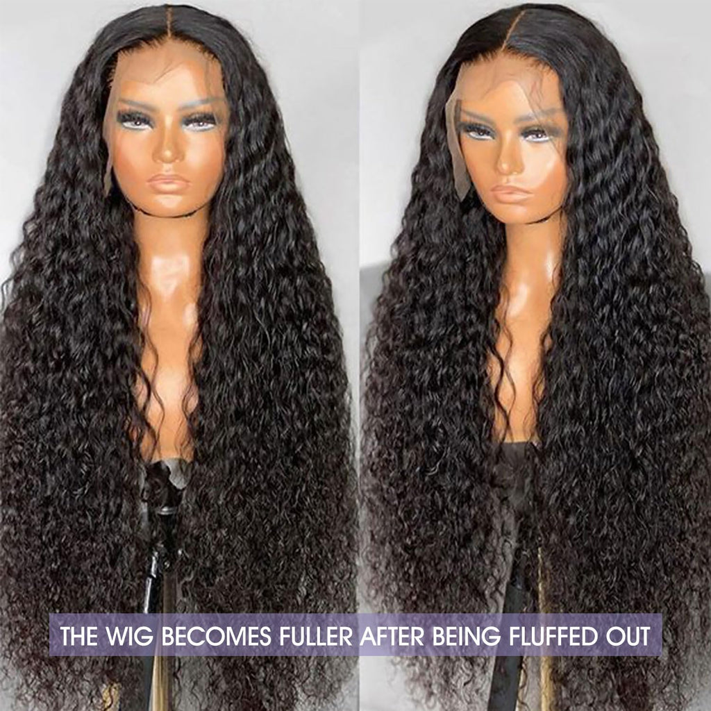 Lemoda 13x6 Full Lace Frontal Virgin Human Hair Wigs 210% Water Wave 13x6 HD Full Lace Frontal Wigs 26Inch Deep Wave Human Hair Wig Wet and Wavy Wig Pre Plucked With Natural Hairline