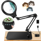 NZQXJXZ 10X 30X Large Magnifying Glass with Light and Stand, 5-inch LED Lighted Magnifier, 3 Color Modes Stepless Dimmable, Hands-Free Magnifying Glass Desk Lamp for Reading Craft Hobby Close Work