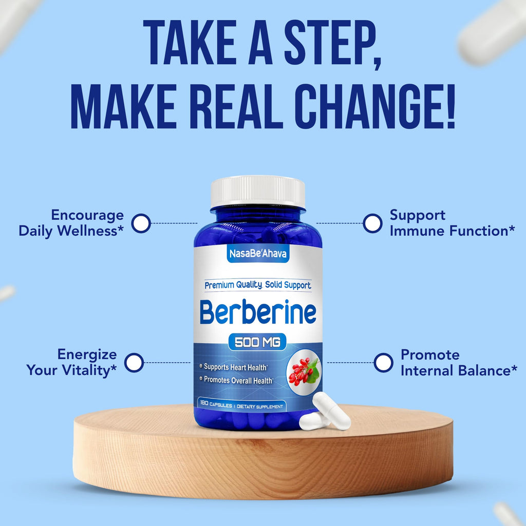 Easy Absorption Berberine Supplement 500mg | Herbal GLP-1 Nutritional Support Supplement with Berberine 500mg | Help Support Healthy Lifestyle | Made in The USA in cGMP Facilities (180 Day Supply)