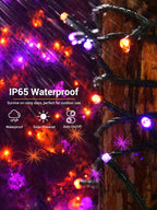 2 Pack Solar Halloween String Lights Total 144ft 400LED Orange-Purple