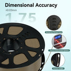Kingroon Wood Color PLA Filament 1.75mm, 1kg Spool (2.2lbs), +/- 0.03mm Accuracy, Clog-Free 3D Printer Filament for Most FDM 3D Printers