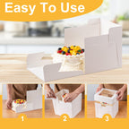 Cake Boxes 8 Inch, 10 Pcs 8x8x8 Inch Tall Cake Box, Cake Carrier Holder