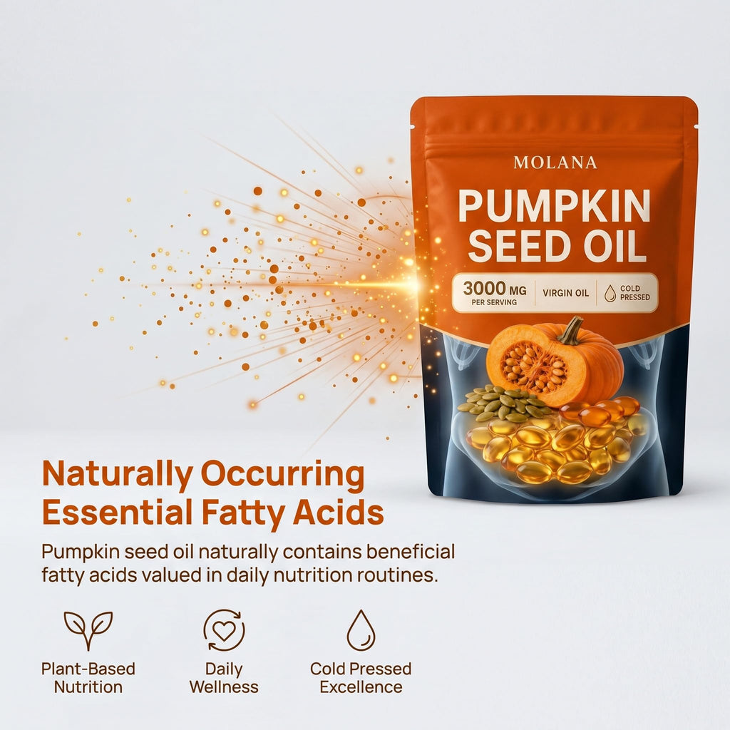 EVERVISION Molana Pumpkin Seed Oil Capsules – Cold Pressed Pumpkin Seed Oil Softgels, Daily Use for Adults, 180 Count (1 Pack)