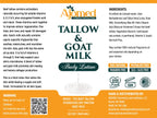 Tallow & Goat Milk Body Lotion for Sensitive Skin, Organic moisturizing Lotion - Soothes Dry skin, Goat Milk face and body Moisturizer - Handmade Tallow for skin cream (12 OZ, Oatmeal & Honey)