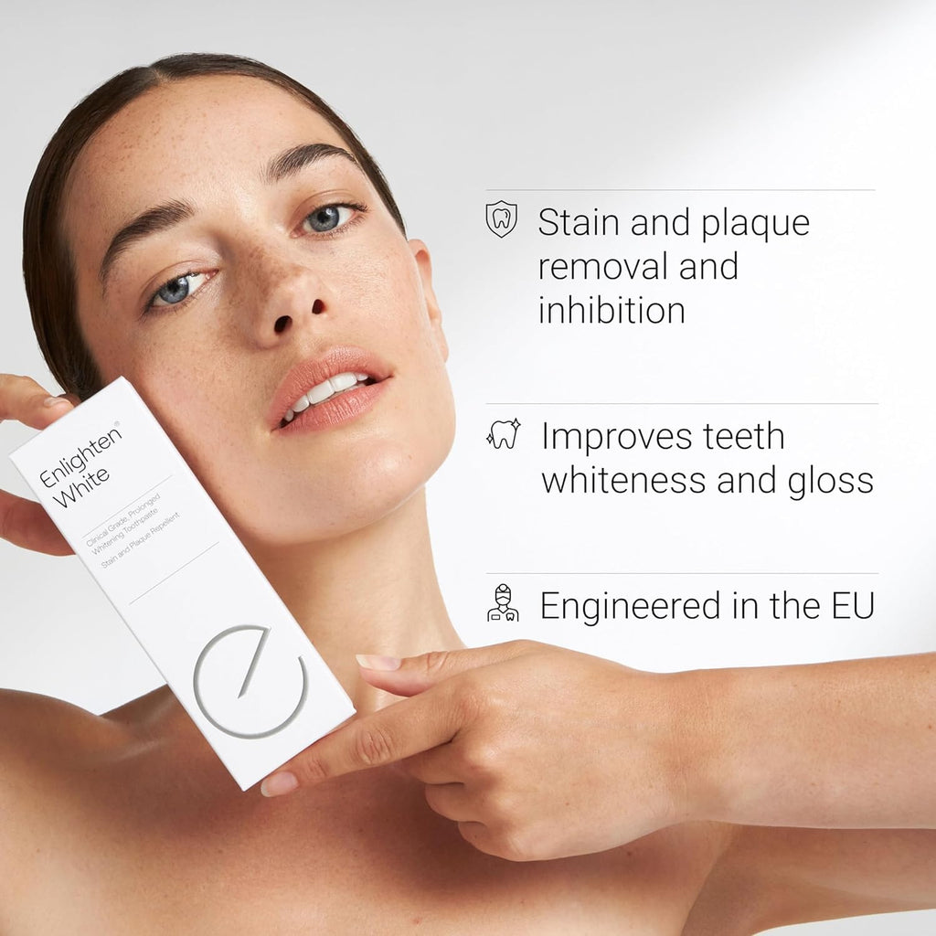 Enlighten White - Whitening Toothpaste with Fluoride, 75 ml - Advanced Enamel Protection and Stain Removal, Restores Shine and Improves Colour - Recommended by Dentists - 6 Pieces