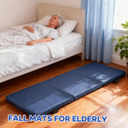 JZHLLA Foldable Fall Protection Mat for Elderly Blue Waterproof Non Slip Floor Mats with High-Resilience Foam 72 * 24 * 2 Inch Bedside Floor Mats for Elderly, Handicap, Senior