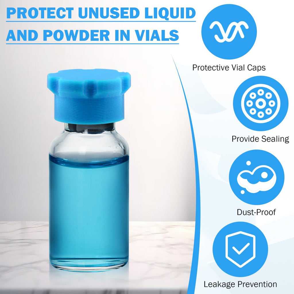 3ml Glass Vial Caps, Peptide Vial Caps, Silicone Protective Caps for 1ml 2ml 3ml Glass Vials, Reusable Vial Covers for Peptide Storage and Vial Boxes (16Pcs / 8Colors)
