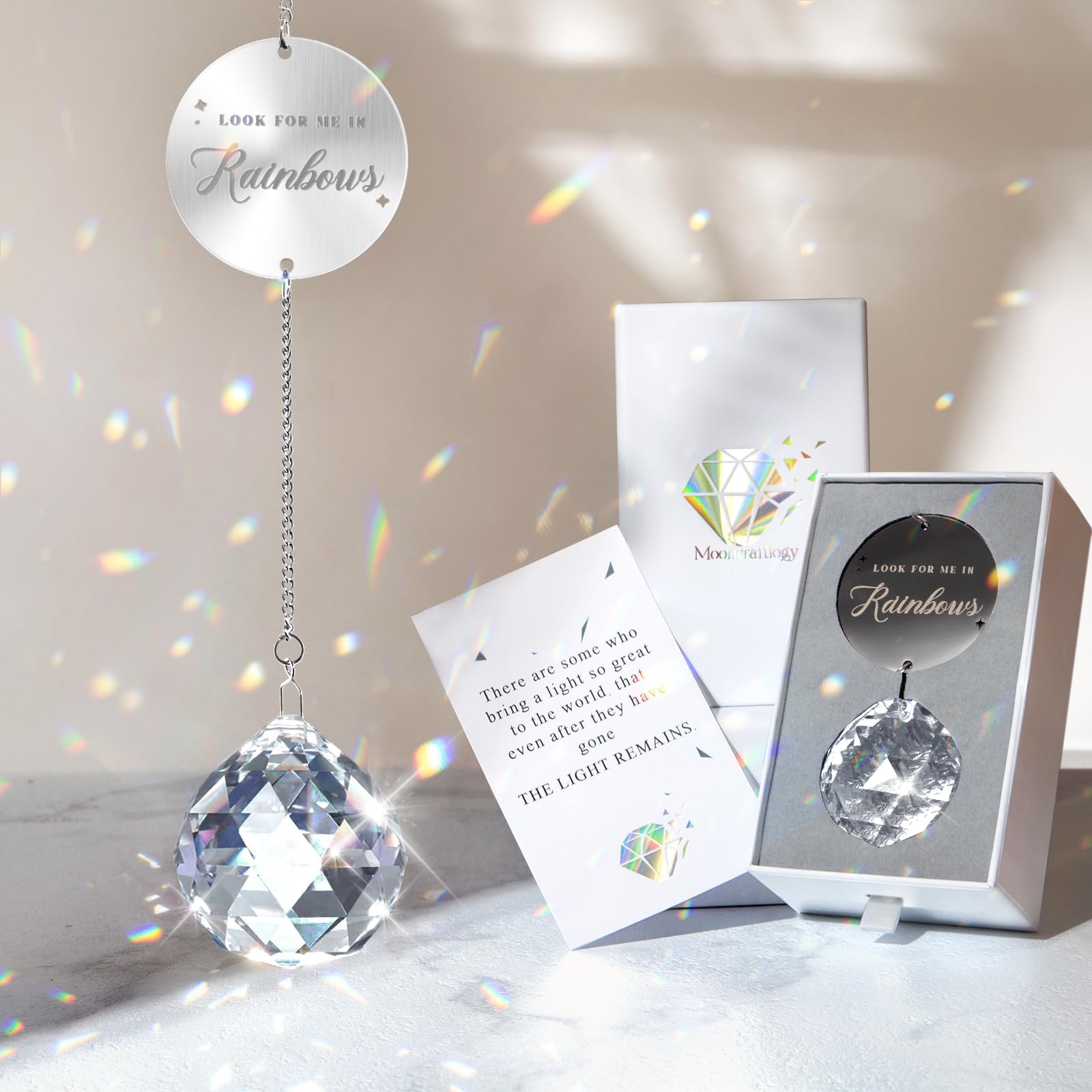 Mooncraftlogy Memorial Gift for Loss of Loved One, Light Crystal Suncatcher