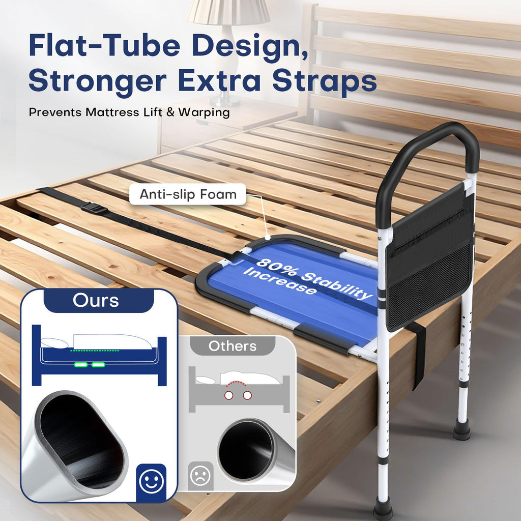 MNIENT Bed Rails for Elderly Adults Safety - ASTM Approved Bed Side Rail for Seniors with Support Leg,Two-side Storage Bag, Non-Slip Bed Assist Cane Guard,Adjustable Bedrails for King,Queen,Full,Twins