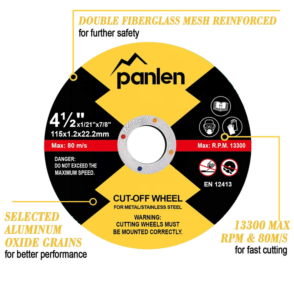 Panlen Metal Cut Off Wheels for Angle Grinder, 25 Pack 4.5" 7/8" Arbor
