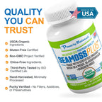 Power By Naturals SeaMoss Plus - USDA Organic Irish Sea Moss Capsules w/Wild Harvested Irish Seamoss, Bladderwrack & Burdock Root Immunity Supplement Sea Moss Pills for Adult 60Ct - 1 Pack