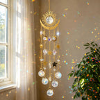 OneraOner Sun and Moon Crystal Prism Suncatcher for Window Hanging