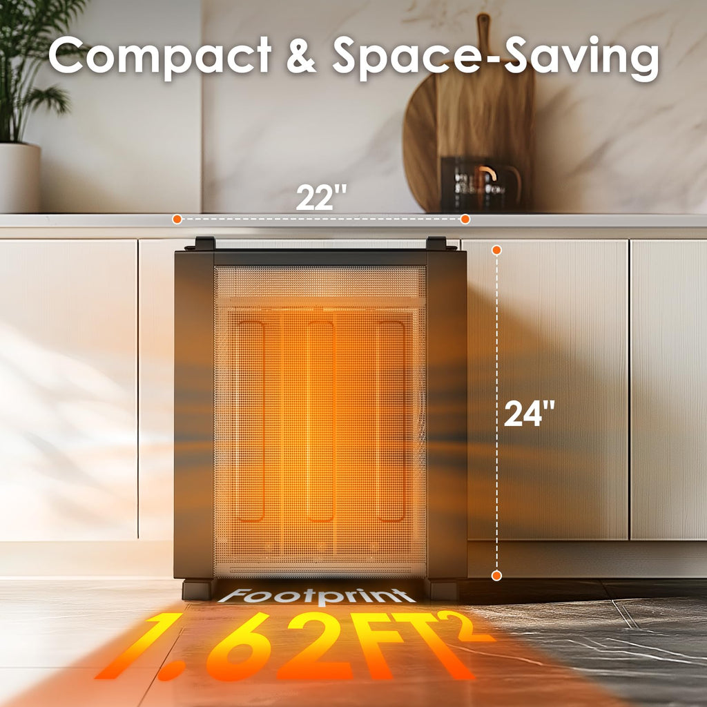 Air Choice 1500W Convection Heater, Mica Infrared Space Heater for Large Room, Thermostat, Remote, 12H Timer, Child Lock, Overheat & Tip-Over Protection, Eco, Portable Heater for Bedroom Office Garage