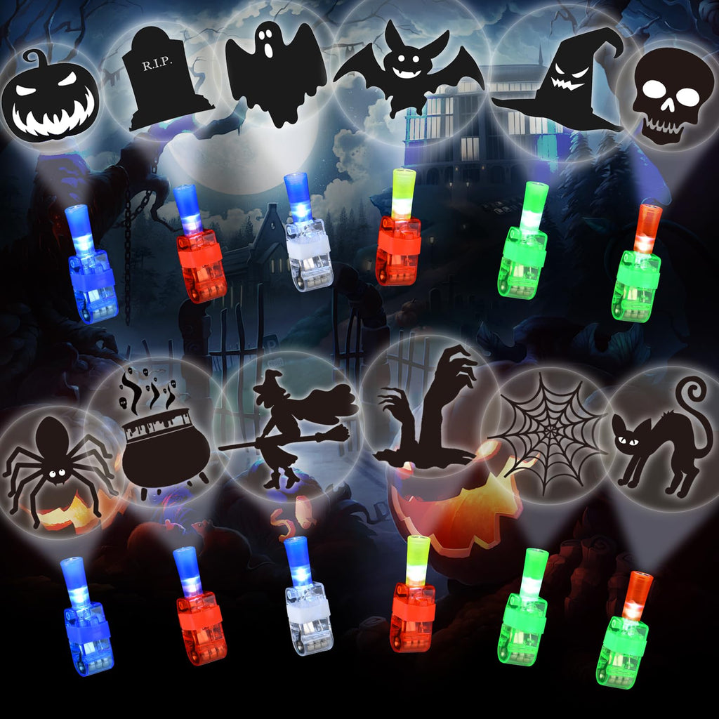 LAKULIO 36pcs Halloween LED Finger Lights, Halloween Party Favors for Kids LED Light Up Toys Classroom Rewards Gifts, Halloween Treats Goody Bag Filler