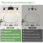 Indoi 4-Light Bathroom Light Fixtures, Matte Black Modern Vanity Lights with Clear Glass Shades, Bathroom Wall Lamp for Mirror Living Room Cabinet Bedroom Porch