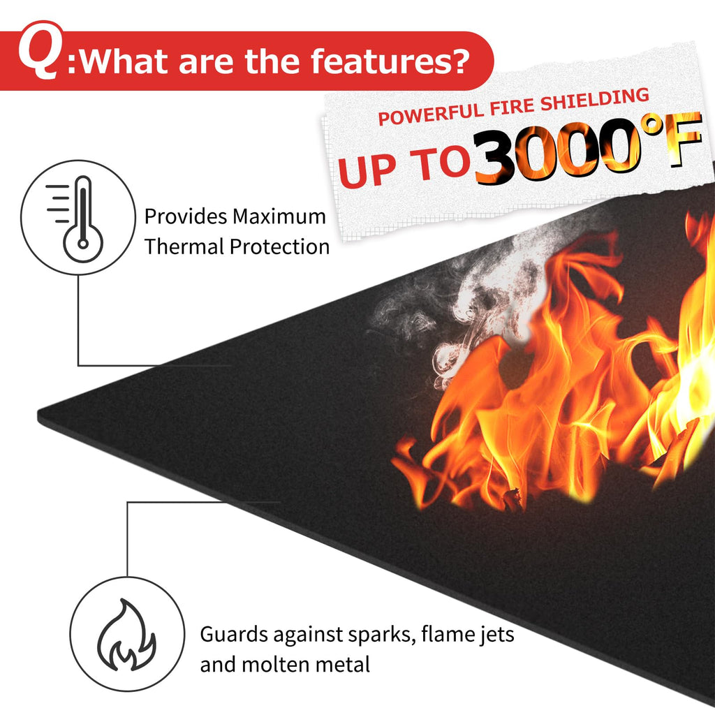 Matace Welding Blanket Fireproof 40x40 Inch Carbon Felt Soldering Mat & Pad, 5mm Flame Retardant Fabric, Heat Shield for Brazing, Automotive Repair, Grill & Smoker, HVAC Plumbing, Black
