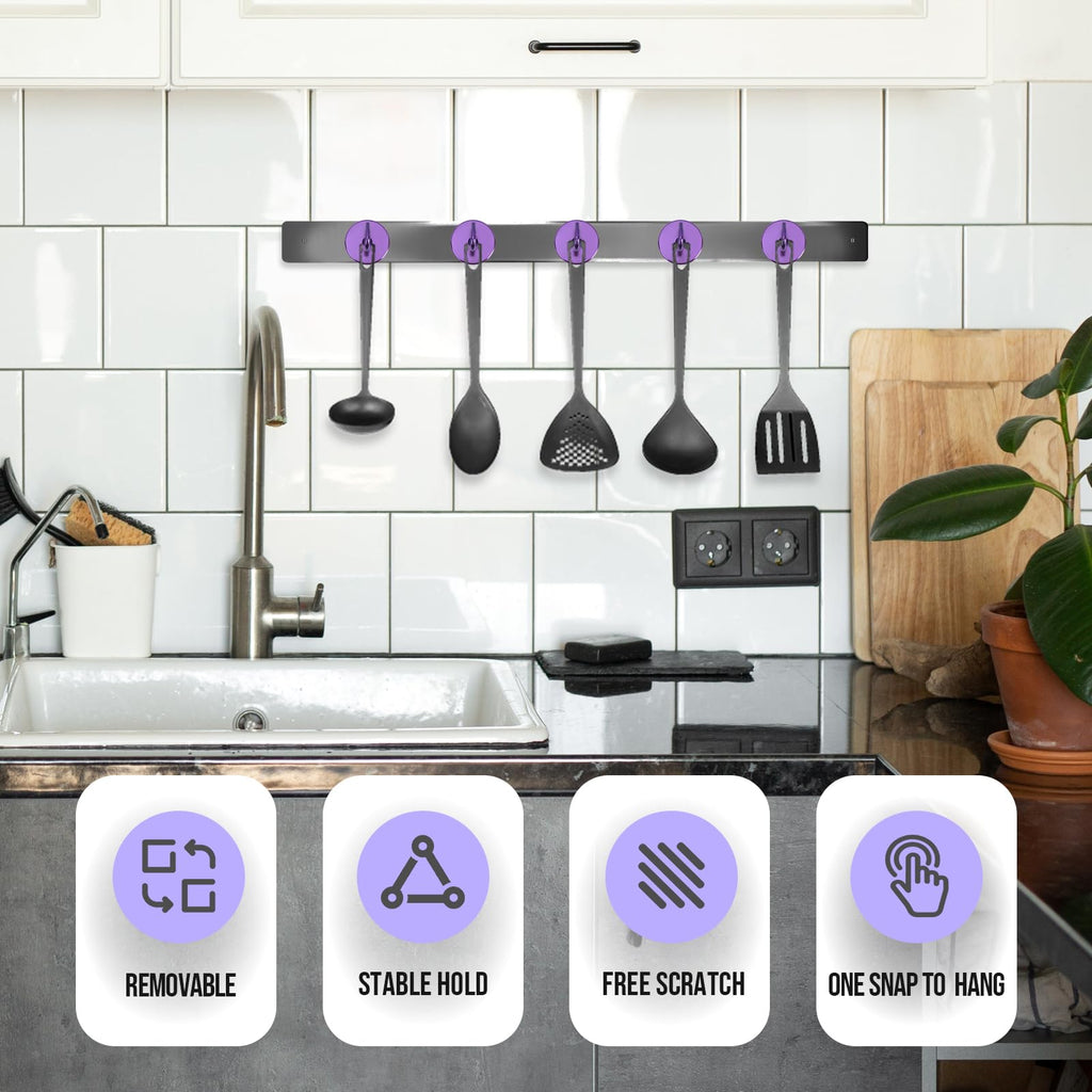 Neosmuk Magnetic Hooks, Heavy Duty 180 lb Magnet Hooks for Cruise Ship Door & Walls, Refrigerator & Grill, Extra Strong Neodymium Hanging Travel Essentials, Purple