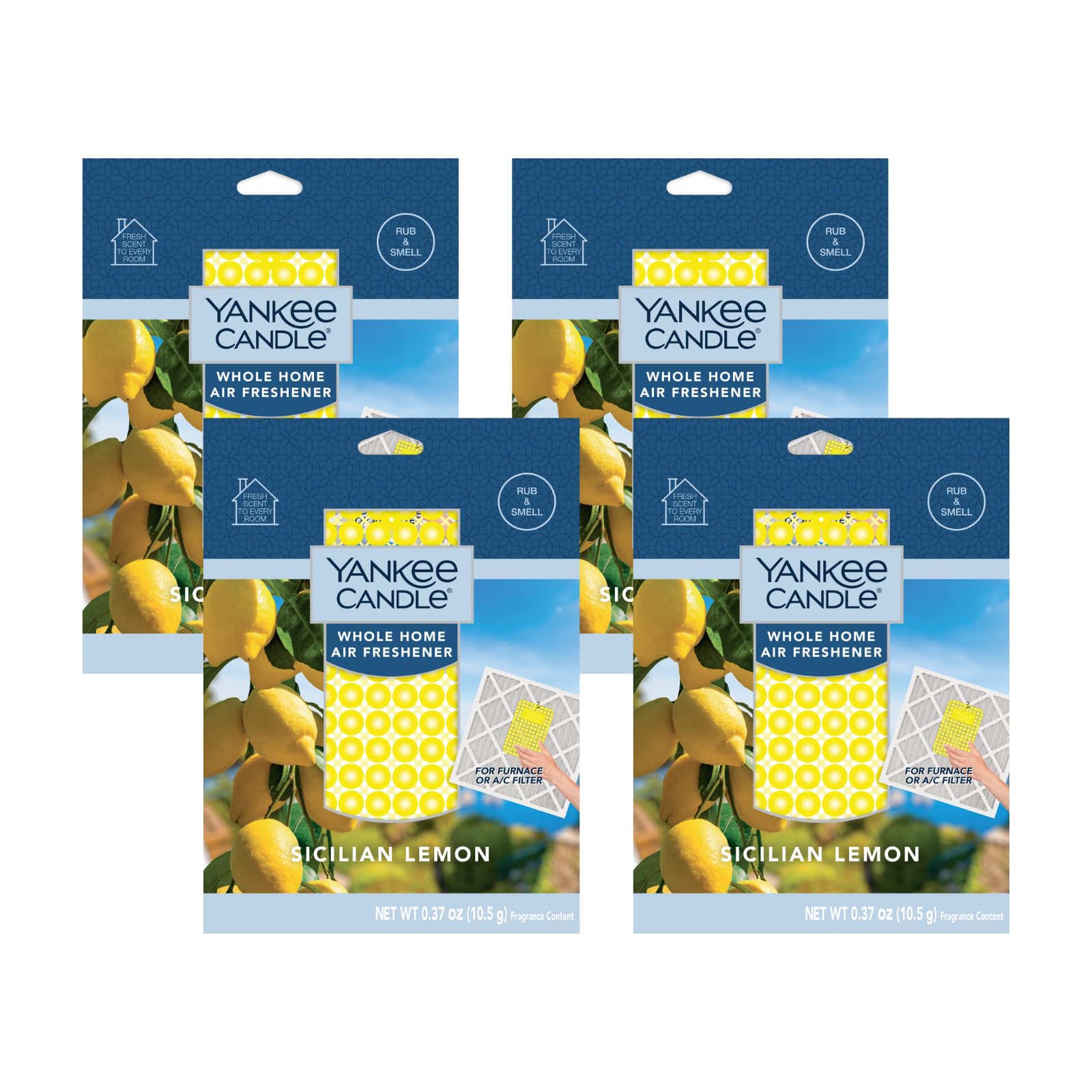 Yankee Candle Whole Home Air Freshener, Long Lasting Odor Eliminating Fragrance for Home, Continuous Room Freshener, Sicilian Lemon (Pack of 4)