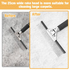 Astfys Big Carpet Rake with Long Handle, Black and Silver