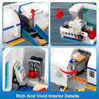 CUBIMANA Large City Passenger Airplane Building Toys with LED Light, 21 Inches Plane Building Sets with 2PCS Luggage Trucks, Terminal, Radar Tower, Birthday Gifts for Kids Boys Girls Age 6-12 (901pcs)