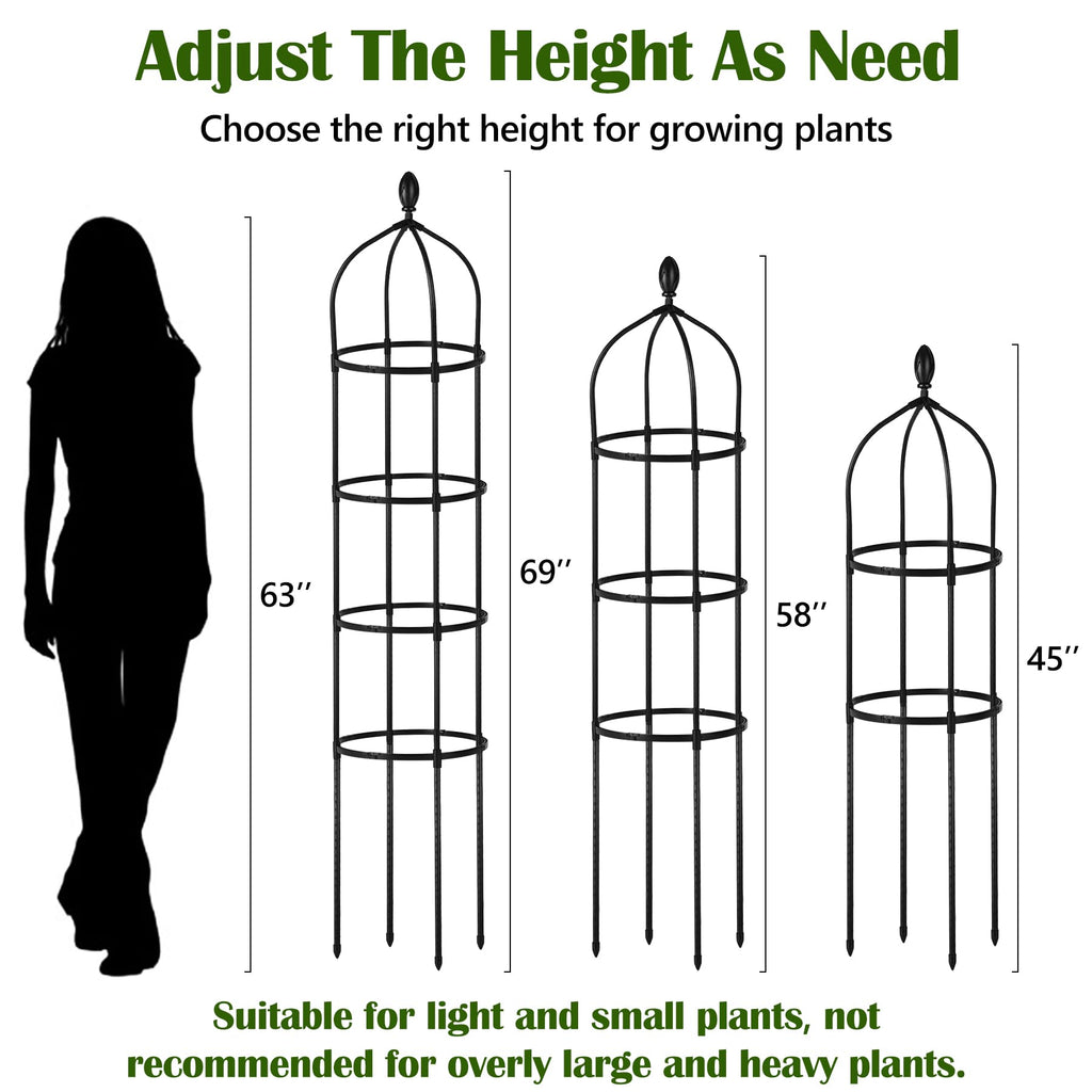 Garden Obelisk Trellis for Climbing Plants Outdoor 6 Ft Rose Bush Round Trellis for Pots Rustproof Metal Pipe with Plastic Coated Plant Flower Trellises for Clematis Vine Jasmine Support