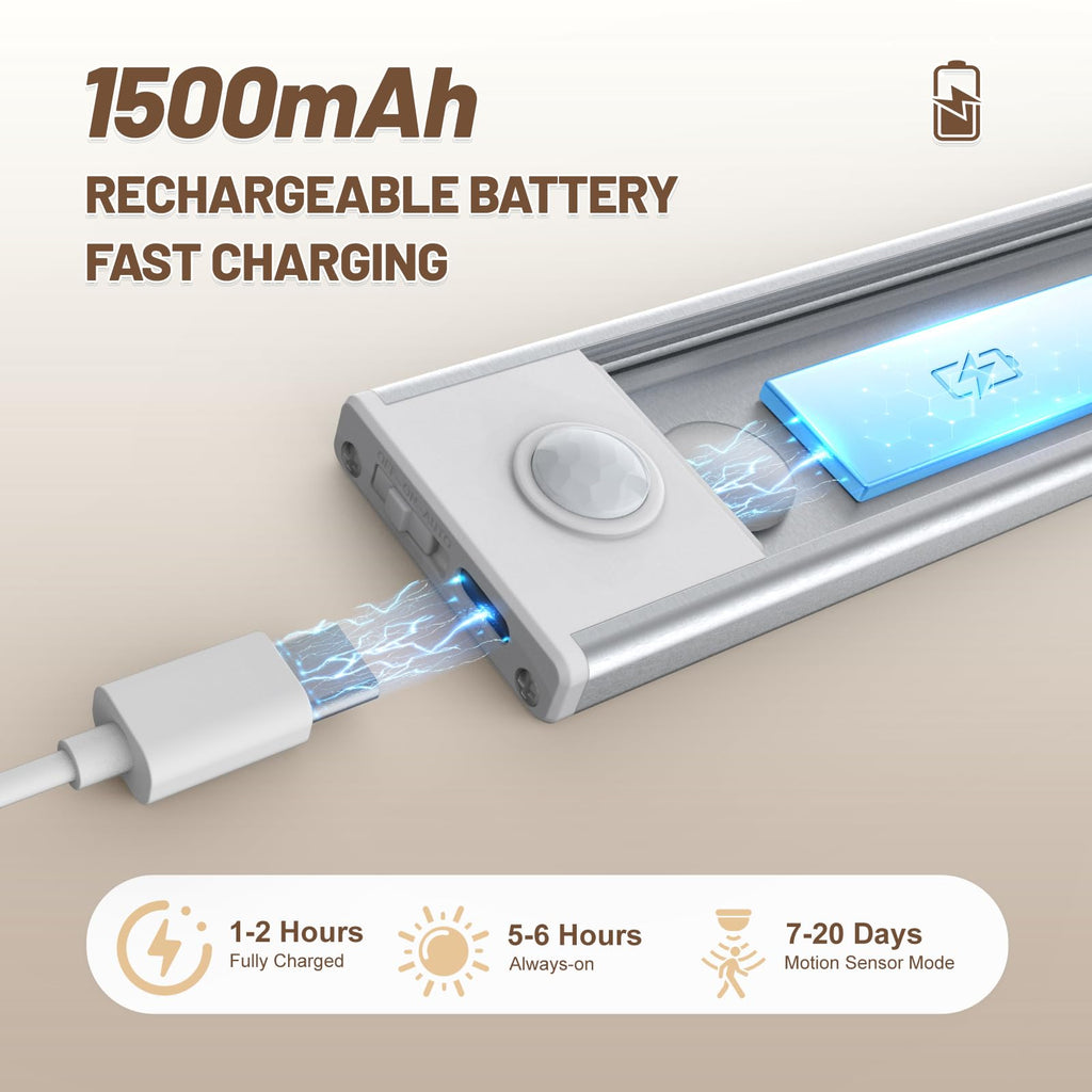 6 Pack Under Cabinet Lights Wireless, 32 LED Motion Sensor Light Indoor Rechargeable Magnetic Closet Lights Battery Operated, Under Counter Lights for Kitchen, Wardrobe, Stairs, Warm Light