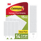 Command 15 lb Large Picture Hanging Strips 28 Pairs (56 Strips), Damage-Free Hanging Picture Hangers, No Tools Wall Hanger for Home Decor, White Adhesive