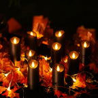 Homemory Black Halloween Flameless LED Pillar Candles, Remote Timer, 9 Pack
