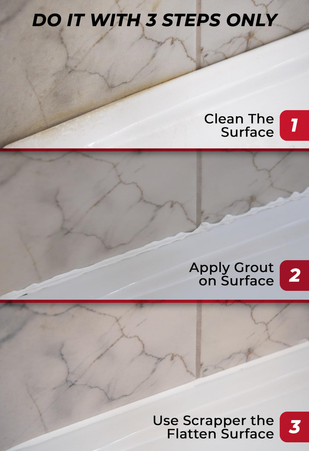 Tile Grout Repair, White 8.8 oz/250gr. Fast Drying Grout Repair Kit, Grout Filler Tube Repair Kit, Tile Grout Paint, Grout Sealer Restore and Renew Bathroom Floor, Tile Gaps, Joints, Lines