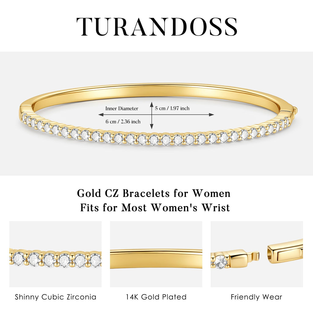 Turandoss Dainty Tennis Bangle Bracelets for Women