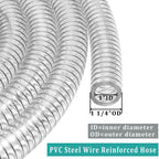 ZY-hosetube Wire Reinforced Hose 1" id - 25ft Clear Heavy Duty Suction Line Plastic Flexible Vinyl Tubing with Spiral Steel Wire, Drain Water Fuel Powder for Boat Marine Bilge Pump, with 2 clamps