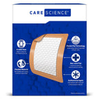 Care Science Fabric Adhesive Pad Bandages, 3x4 inches Extra Large Flexible Non-Stick Strip, Helps Prevent Infection, Breathable Protection, for First Aid & Wound Care, 30 Count
