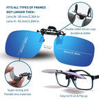 BLUE CUT Clip on Polarized Night vision Glasses Flip up Sunglasses UV-400 to Wear Over prescription Glasses for night driving