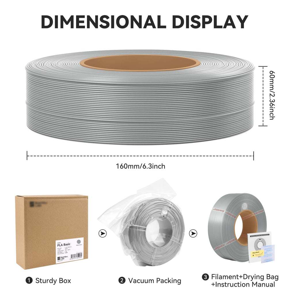 COMTREE Bamboo PLA Basic Refill Filament 1.75mm 1 KG (2.2lbs) with RFID for Bambu Lab A1/X1/P1 Series 3D Printers,Easy to Print, 3D Printing Filament,No Spool, +/- 0.03mm (Orange 10300)