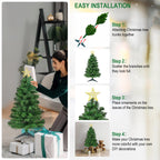 DUUDO 3FT Premium Hinged Artificial Holiday Small Mini Christmas Tree for Tabletop,Home, Office, Indoor and Outdoor Holiday Decoration,Easy Assembly Metal Hinges & Foldable Base
