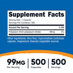 Nutricost Potassium Citrate 99mg, 500 Capsules (3 Bottles)
