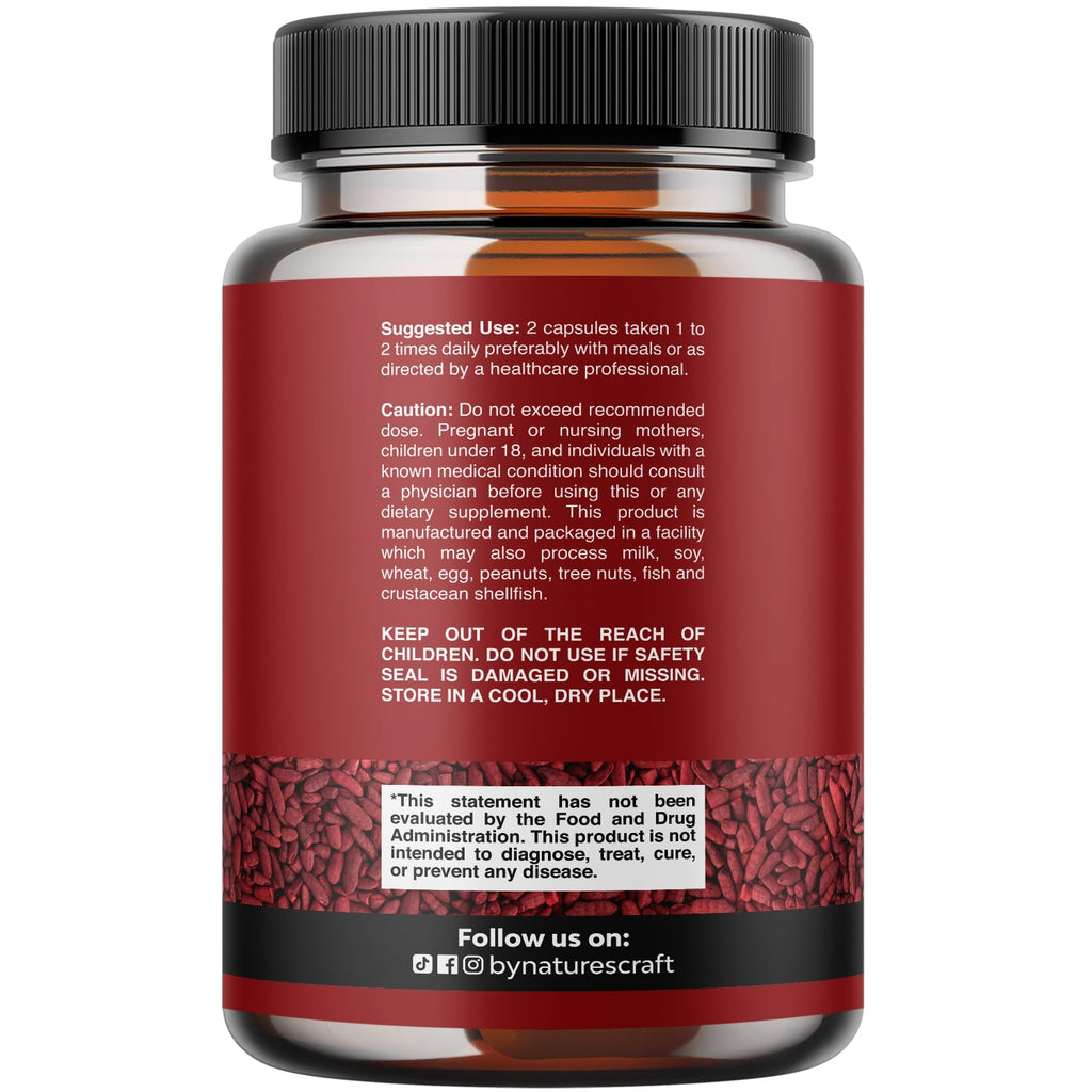 Red Yeast Rice with CoQ10 Supplement - Advanced Healthy Heart & Healthy Cholesterol Levels Formula for Men & Women - Extra Strength Capsule with Red Yeast Rice 1200 mg Capsules with CoQ10-240 Count