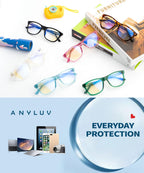 ANYLUV Blue Light Glasses for Kids, Youth Protection Glasses for Gaming, Teen Blue Light Glasses Reduce Eye Strain