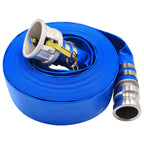 3" x 100' Blue PVC Backwash Hose for Swimming Pools, Heavy Duty Discharge Hose Reinforced Pool Drain Hose with Aluminum Camlock C and E Fittings