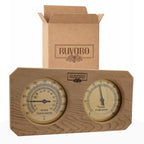 RUVARO Sauna Thermometer and Hygrometer 2-in-1 – Handcrafted from Canadian Red Cedar Wood - Analog Temperature & Humidity Gauge – Fahrenheit & Celsius – Premium Glass Dial – Luxury Sauna Accessories