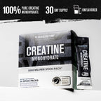 Jacked Factory Creatine Monohydrate Stick Packs 150g - 5g Daily Creatine Supplement for Men and Women, Vegan-Friendly, Third-Party Tested - 30 Servings, Unflavored