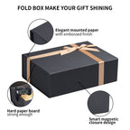 LIFELUM Gift Box 2 Pack 8 x 7 x 3 Christmas Gift Boxes with Magnetic Lid Rose Gold Gift Box with Ribbon Sturdy Storage Box for Presents Contains Card, Ribbon, Shredded Paper Filler