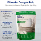 The Clean People Dishwasher Pods - Cuts Grease & Rinses Sparkling Clean - Residue-Free - Phosphate Free Dishwashing Pods (60 Count, Lemon Verbena)